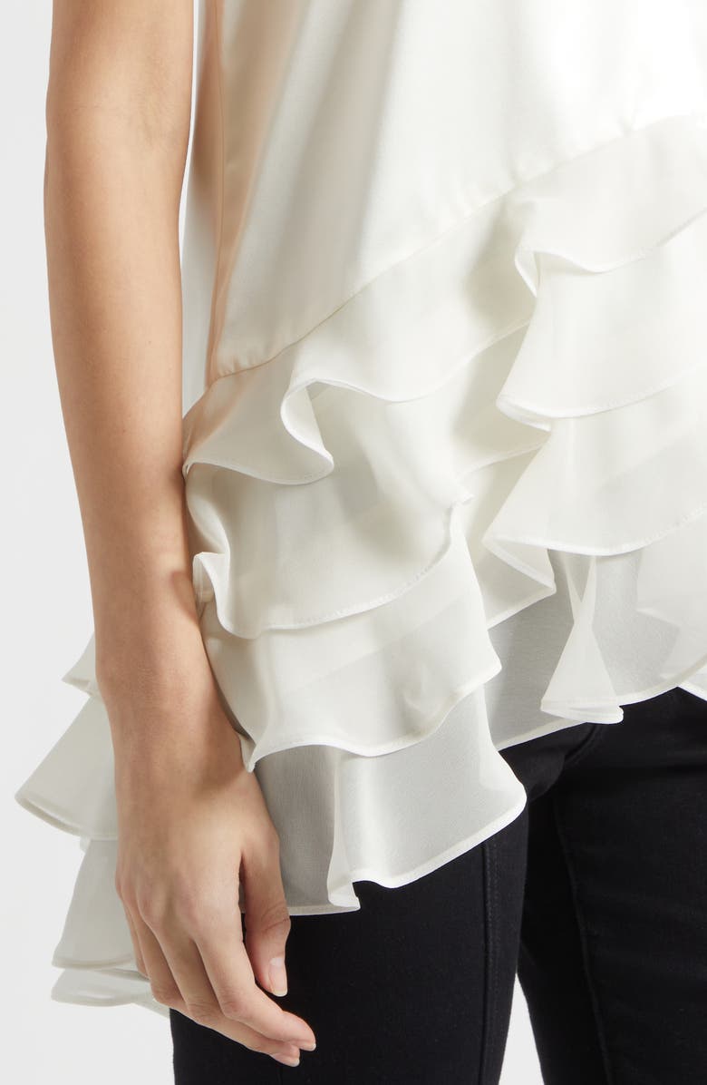 Cinq à Sept Cabrina Silk Ruffle Top, Alternate, color, Ivory