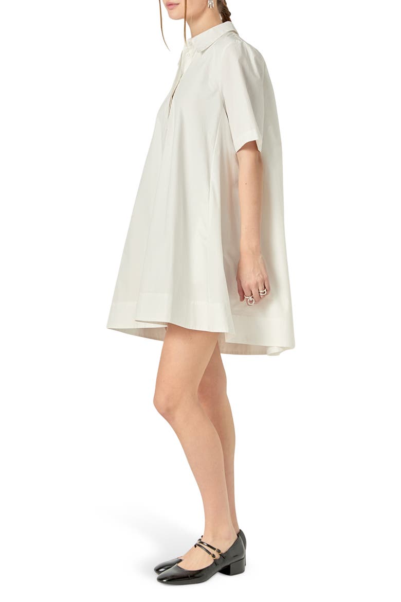 Trapeze Cotton Shirtdress, Alternate, color, WHITE