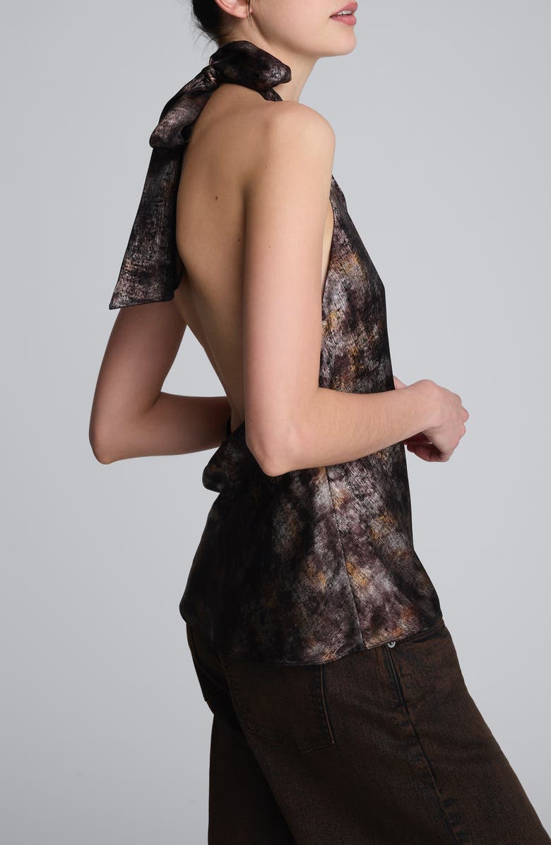 Kenneth Cole Crossover Foil Halter Top, Alternate, color, Black Multi