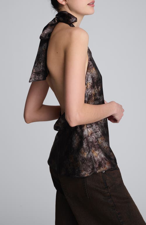 Kenneth Cole Crossover Foil Halter Top In Brown