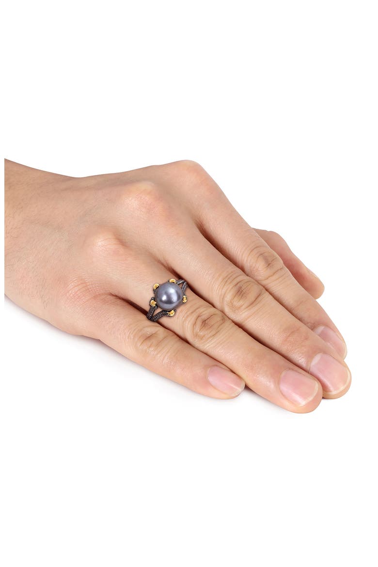 Men's 10.5–11mm Cultured Freshwater Pearl Claw Ring, Alternate, color, BLACK