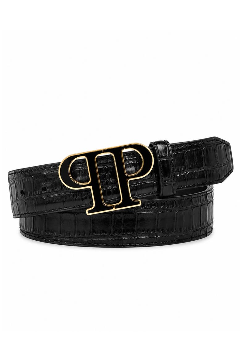Leather Belt Pp Cocco Men, Main, color, black/lightgold