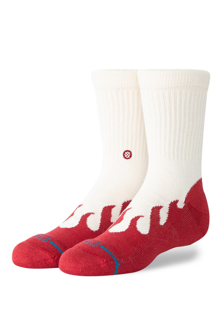 Kids' Heating Up Crew Socks, Alternate, color, RED