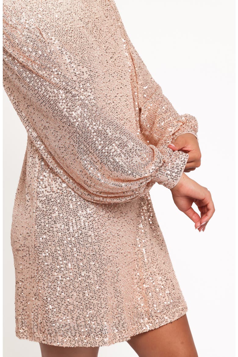 Springfield Long Sleeve Sequin Minidress, Alternate, color, GOLD