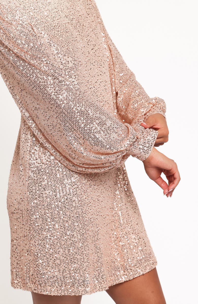 Petal & Pup Springfield Long Sleeve Sequin Minidress, Alternate, color, Gold