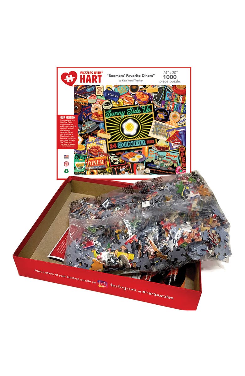 Hart Puzzles Boomer's Favorite Diners by Kate Ward Thacker, 24 x 30 Inches, 1000 Piece Puzzle, Alternate, color, Multicolored