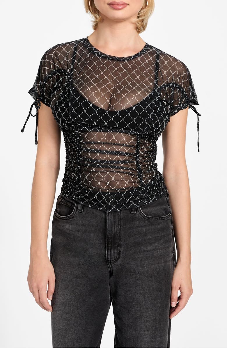 GUESS Chain Mesh Logo Top, Main, color, Black Multi