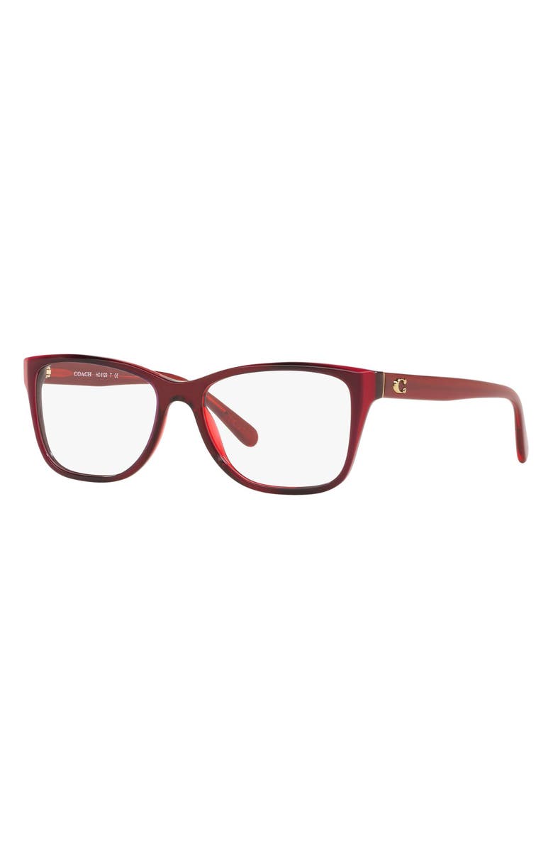 COACH 52mm Rectangular Optical Glasses, Alternate, color, Berry