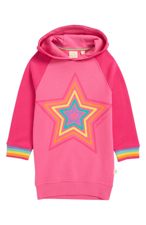 Shop Little Bird Kids' Star Longline Cotton Hoodie In Pink