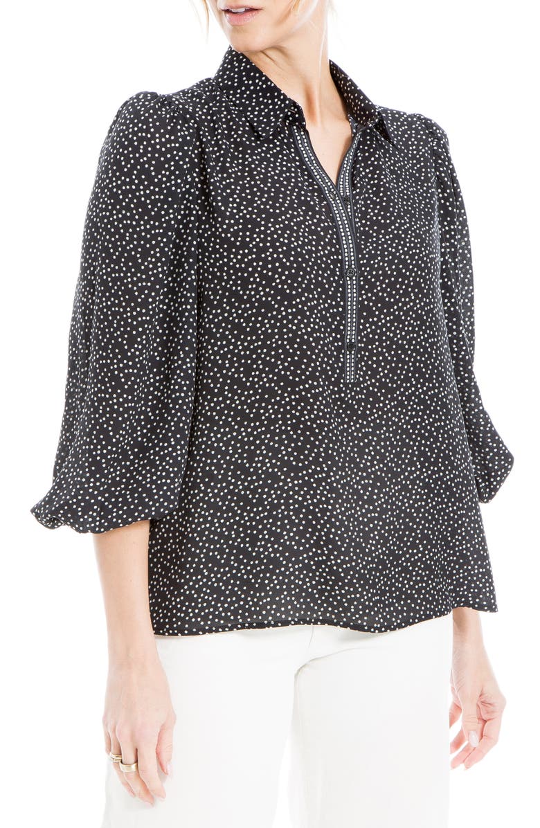 MAX STUDIO Three Quarter Sleeve Top, Alternate, color, Black/ Ivory