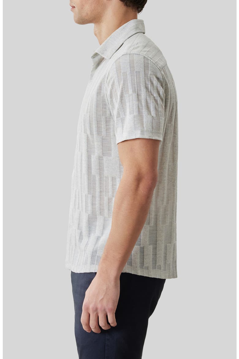 Vessar Texture Knit Short Sleeve Button-Up Shirt, Alternate, color, SWAN