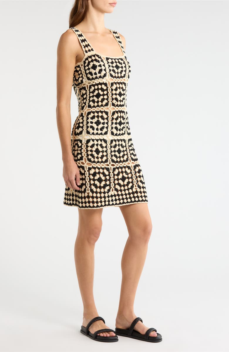 Elan Crochet Cover-Up Dress, Alternate, color, Black White Combo