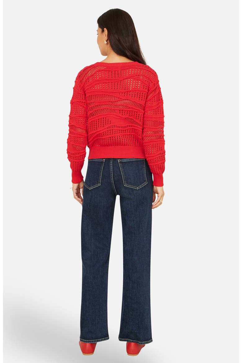 Wave Pointelle Knitted Jumper, Alternate, color, Red