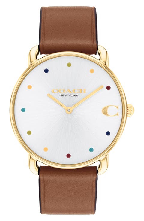 Elliot Leather Strap Watch, 36mm