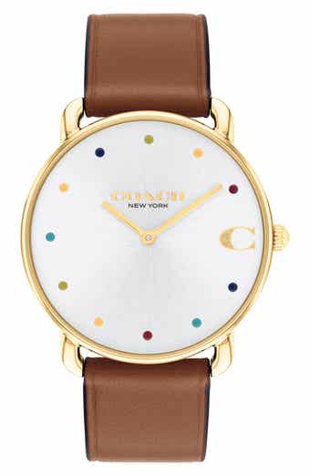 COACH Elliot Leather Strap Watch, 36mm