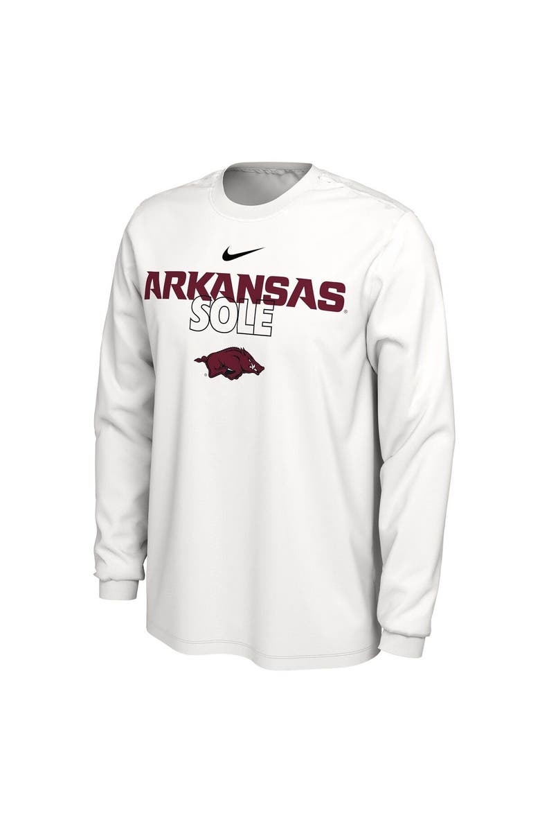 Nike White Arkansas Razorbacks On Court Long Sleeve T-Shirt, Alternate, color,