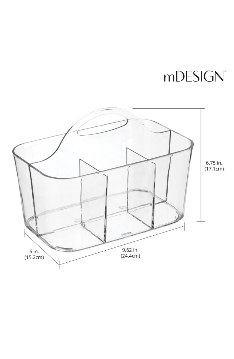 mDesign Small Plastic Storage Caddy Tote for Desktop Office Supplies - Clear, Alternate, color, Clear