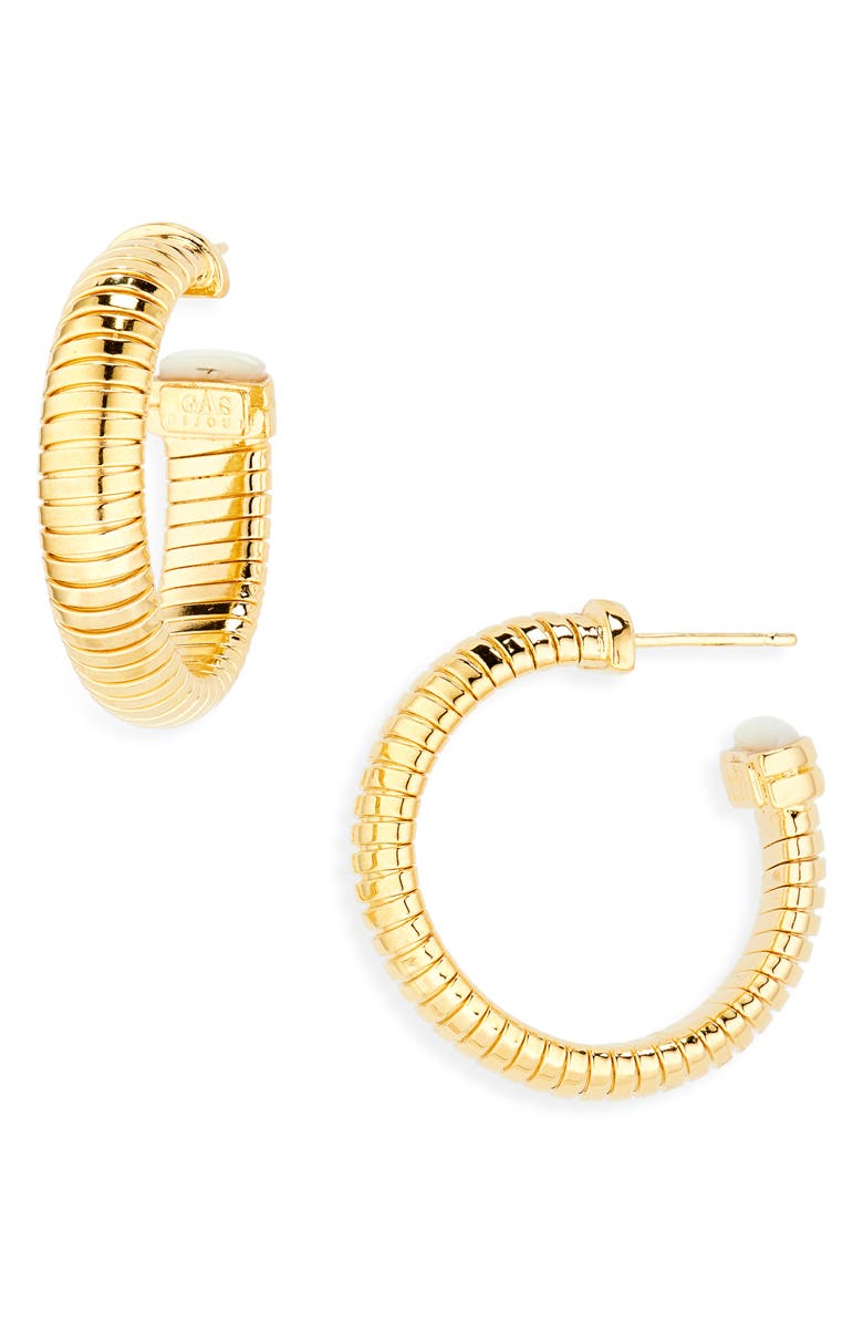 Gas Bijoux Antigone Hoop Earrings, Main, color, Gold/ Mop