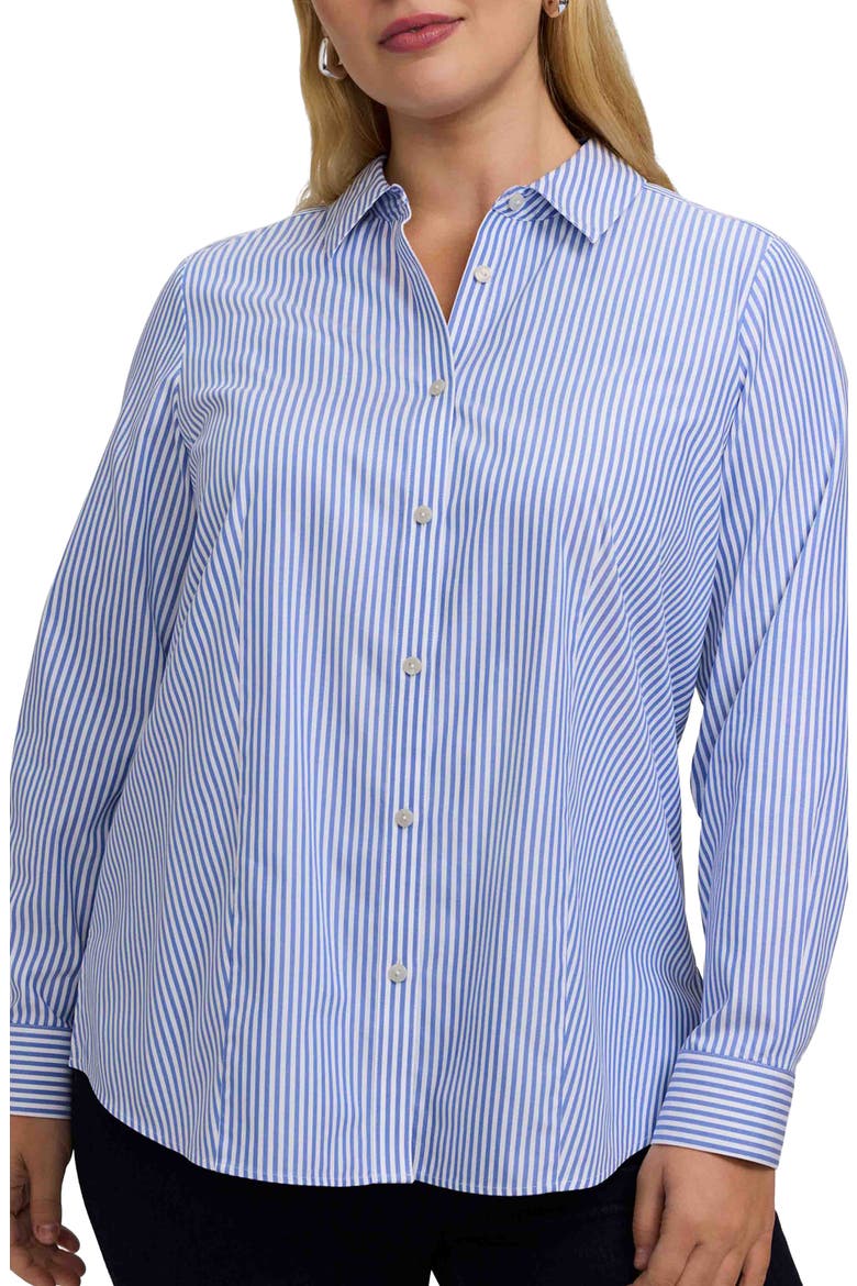 Dianna Stripe Cotton Button-Up Shirt, Main, color, POWDER BLUE/ WHITE