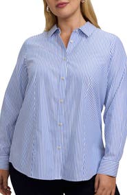 Foxcroft Dianna Stripe Cotton Button-Up Shirt