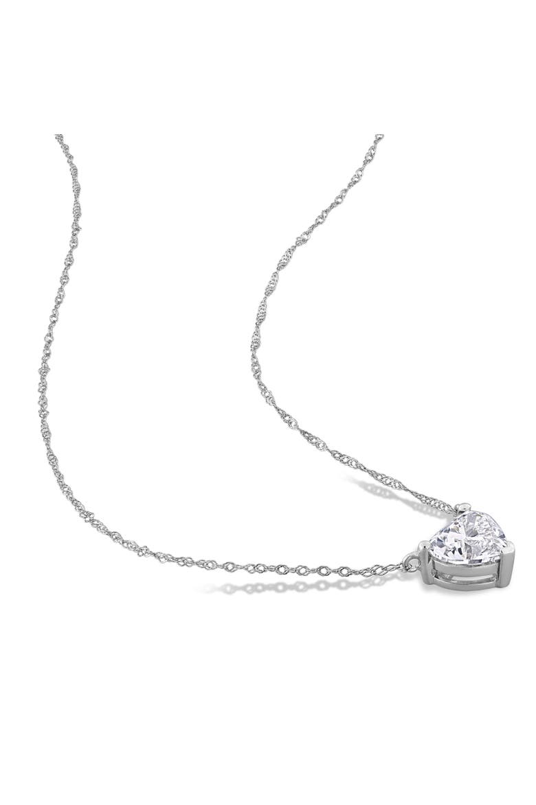 Lab-Grown Diamond Solitaire Heart Necklace 14k, Alternate, color, White Gold