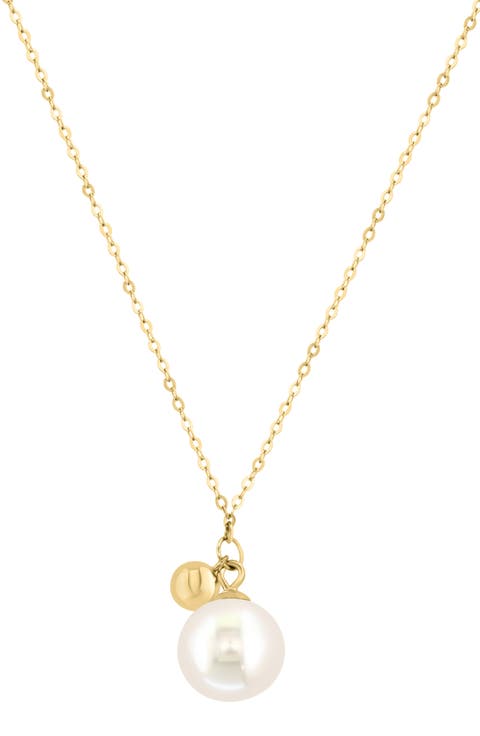Ball & Freshwater Pearl Pendant Necklace