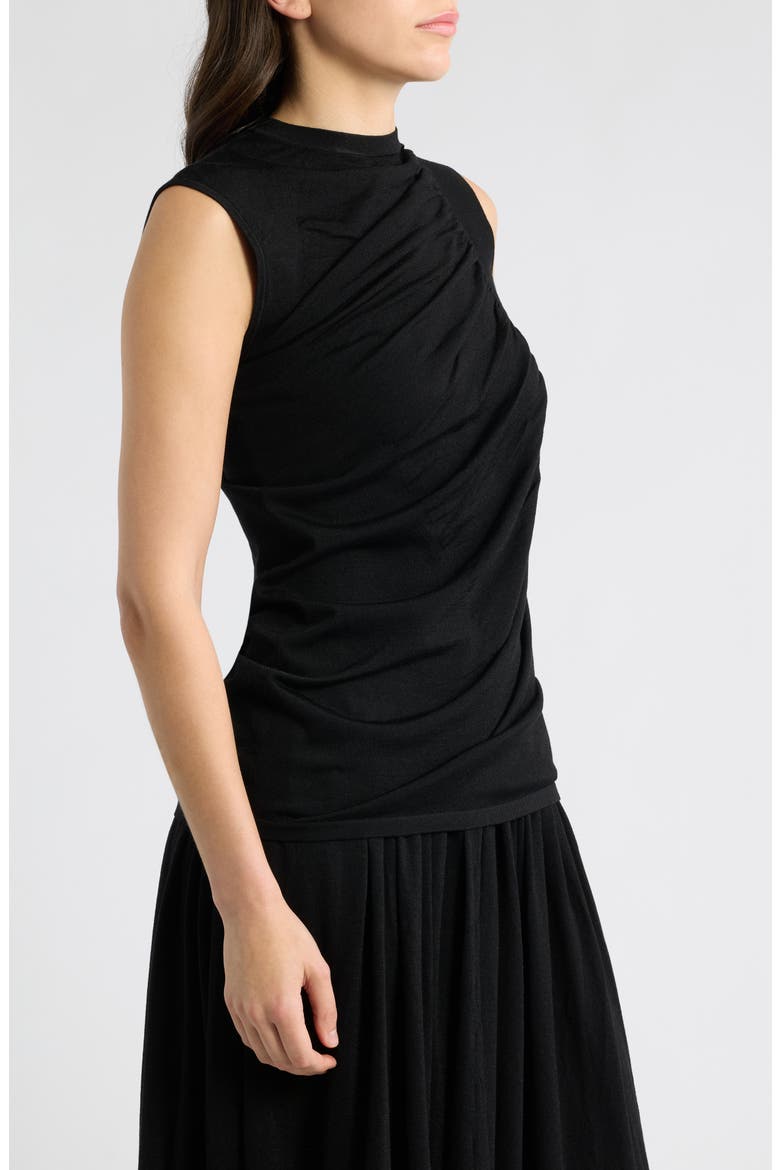 Semisheer Ruched Top, Alternate, color, BLACK