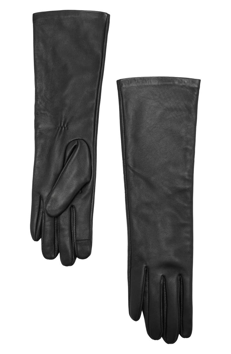MANGO Long Leather Gloves, Main, color,