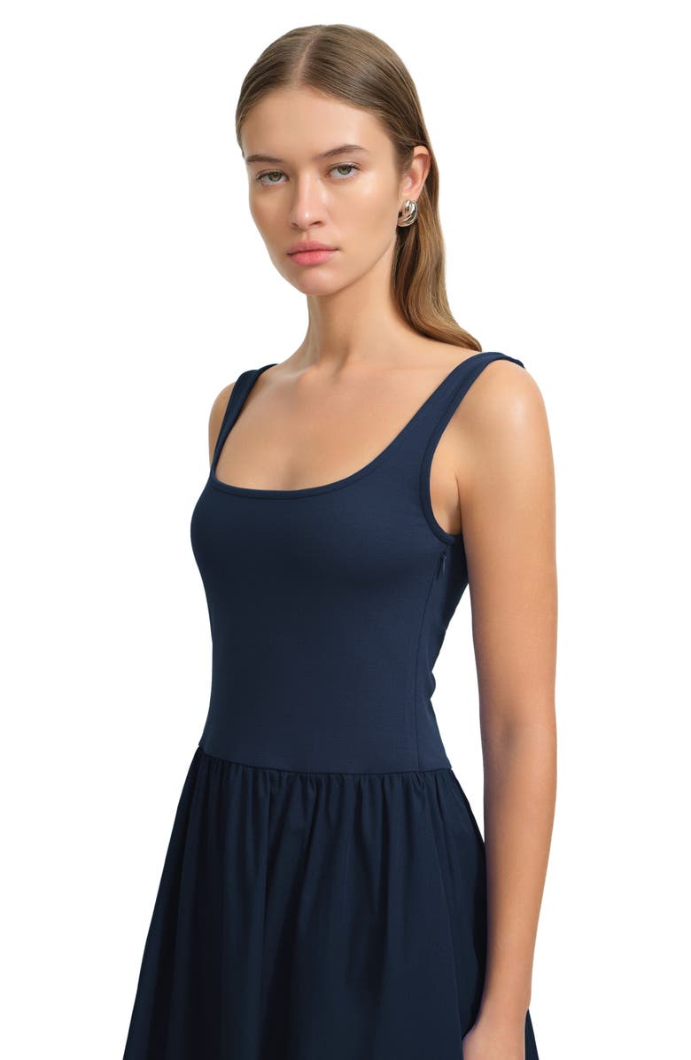 Marcella Clara Mixed Media Ponte & Cotton A-Line Dress, Alternate, color, 