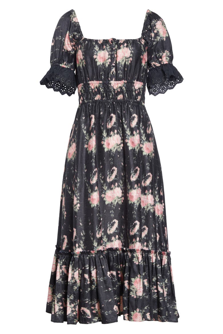 Terrence Silk Midi Dress, Alternate, color, BLACK COFFEE