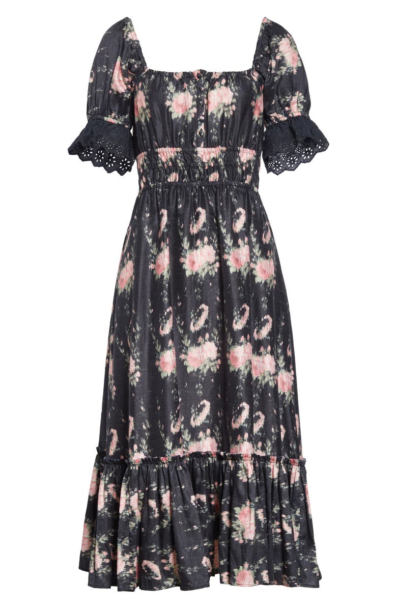 LoveShackFancy Terrence Silk Midi Dress, Alternate, color,