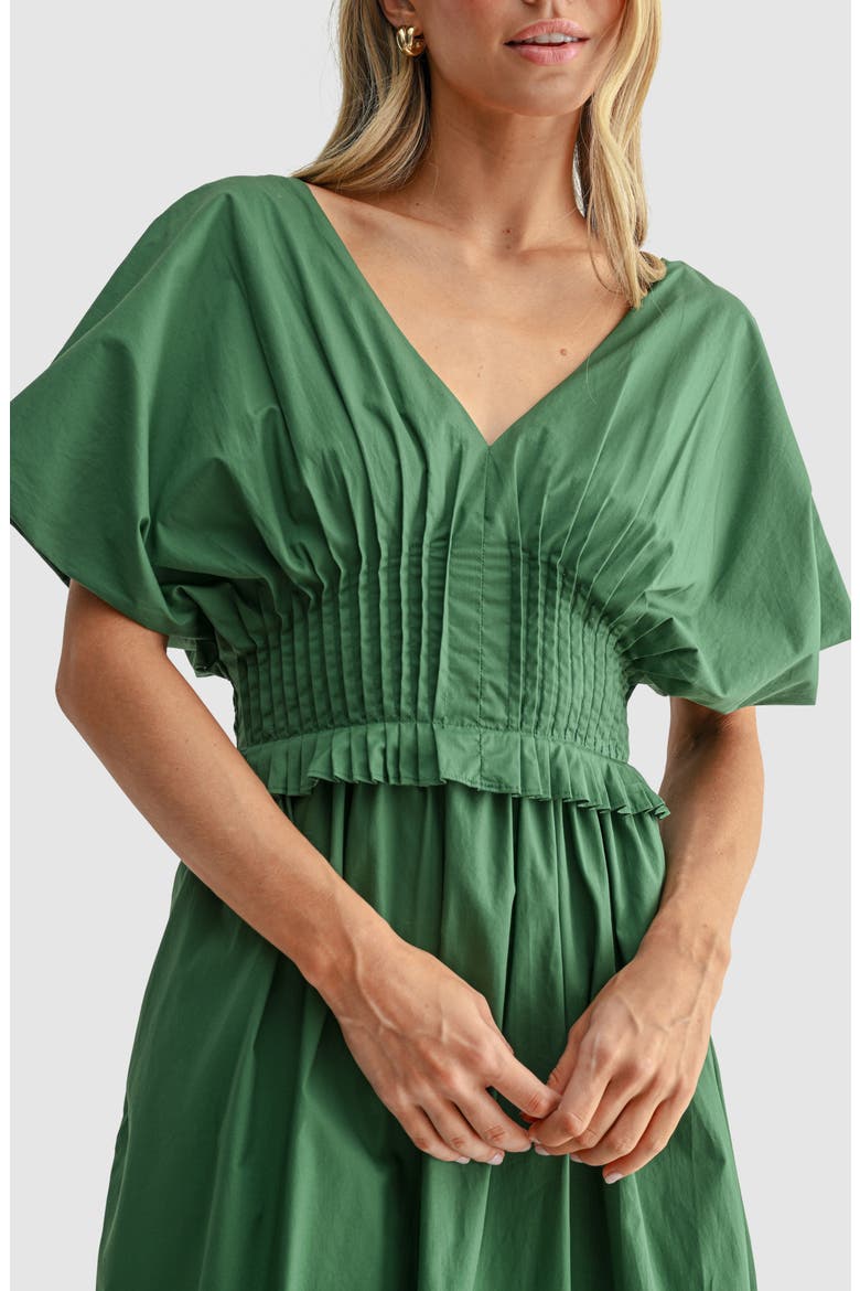 Dolman Sleeve Cinched Waist Midi Dress, Alternate, color, MOSS GREEN