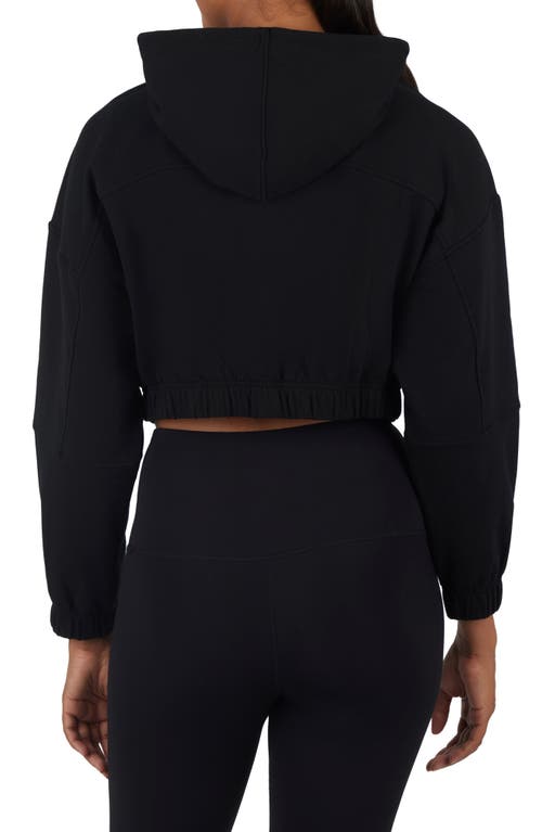 90 Degree By Reflex Cloud Plush Ludlow Zip Crop Hoodie In Black
