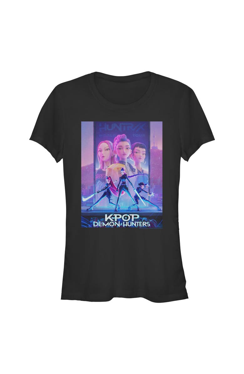 KPop Demon Hunters Junior's KPop Demon Hunters Trio Poster  Graphic T-Shirt, Main, color, Black