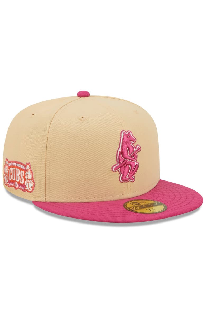 New Era Men's New Era Orange/Pink Chicago Cubs West Side Grounds Mango Passion 59FIFTY Fitted Hat, Main, color, 
