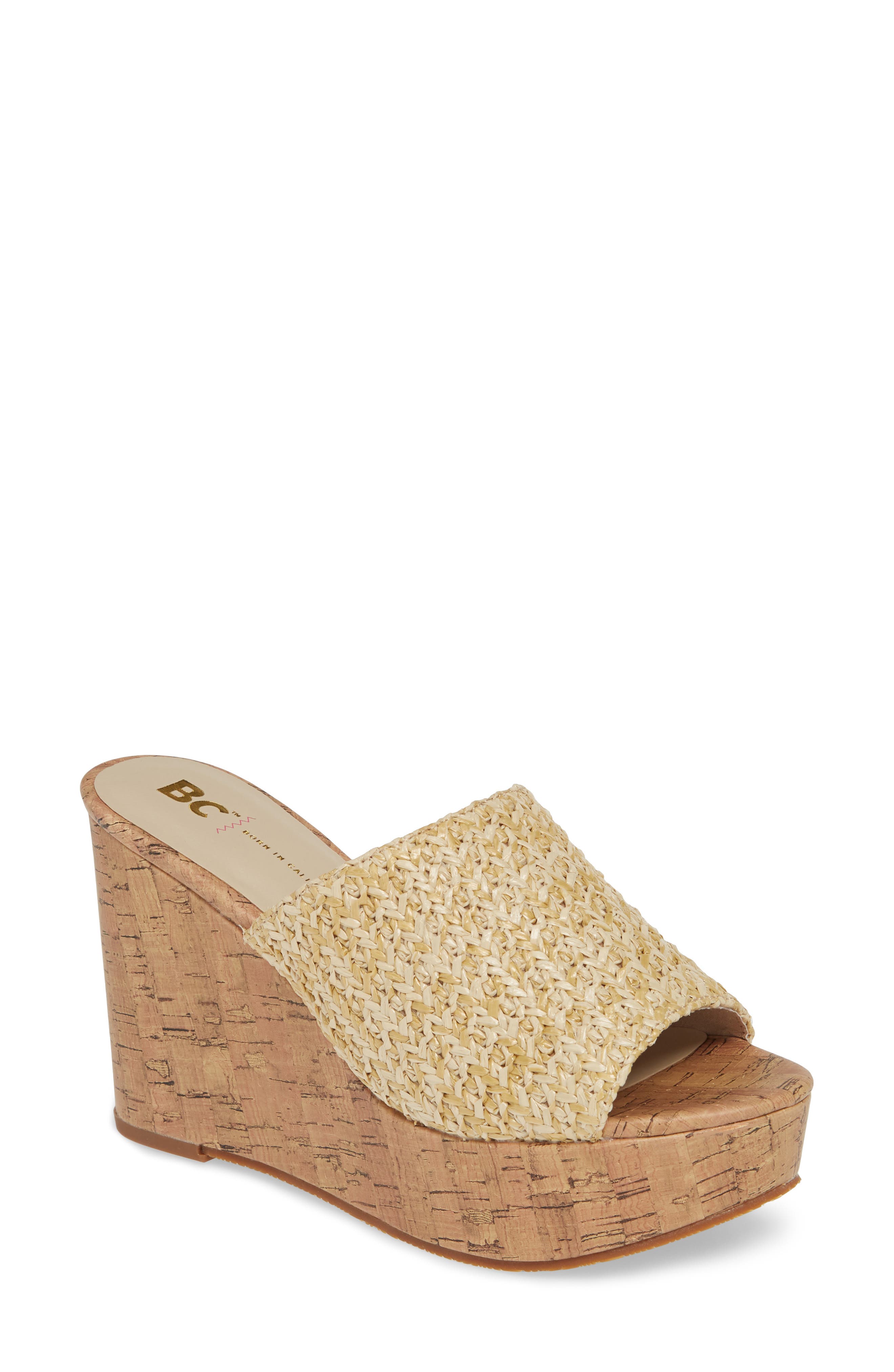 Perennial Vegan Wedge Sandal, Main, color, NATURAL RAFFIA