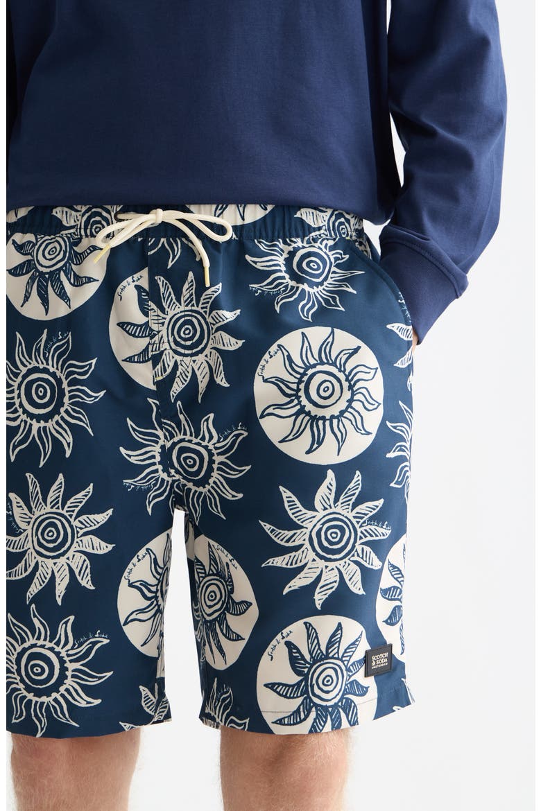 Print Swim Trunks, Alternate, color, SUNS CAPTAINS BLUE