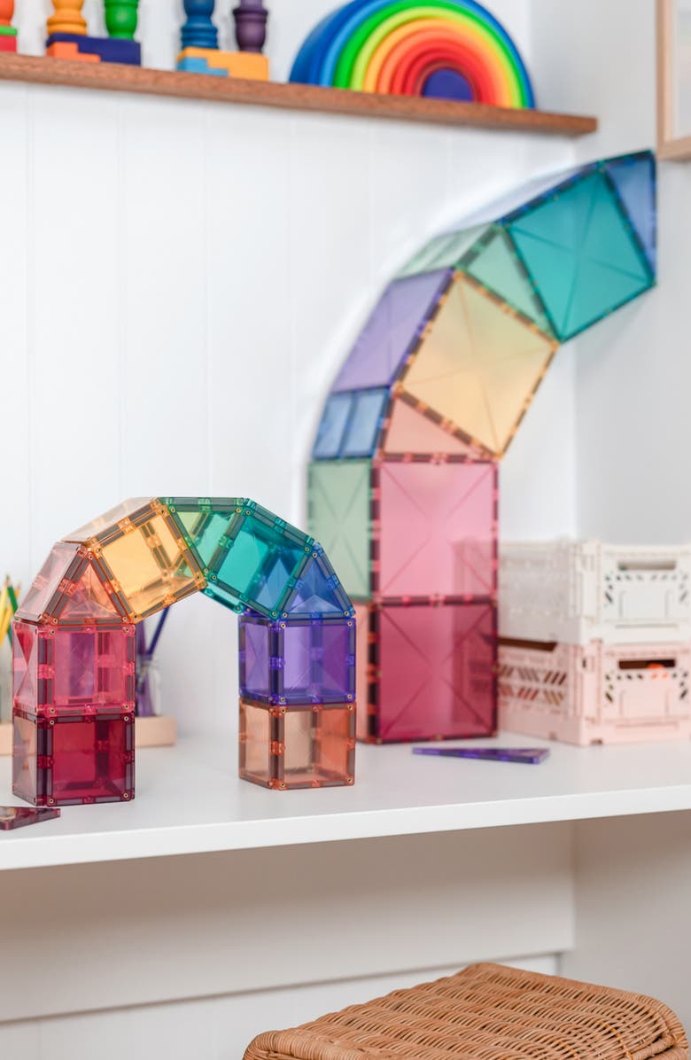 CONNETIX Kids' Pastel Magnetic Tiles 64-Piece Starter Pack, Alternate, color, Pastel