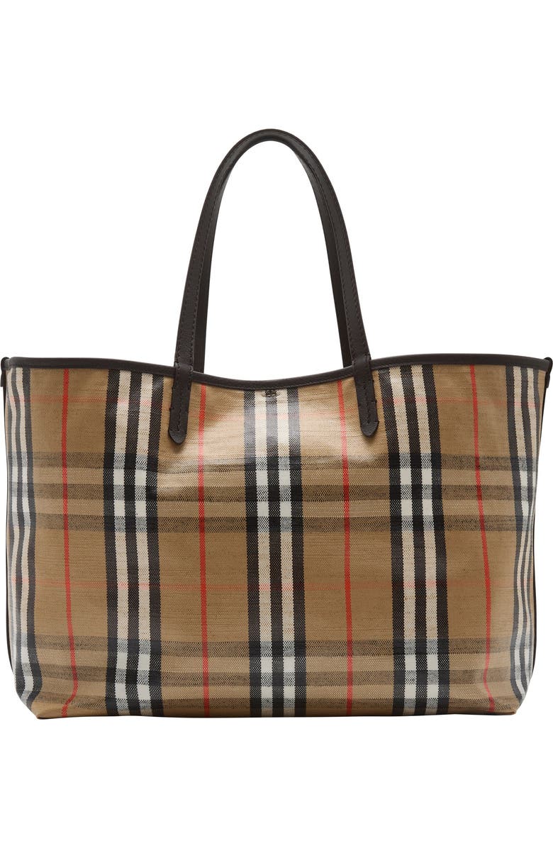 Burberry Medium Highlands Coated Canvas Tote, Alternate, color, Sand