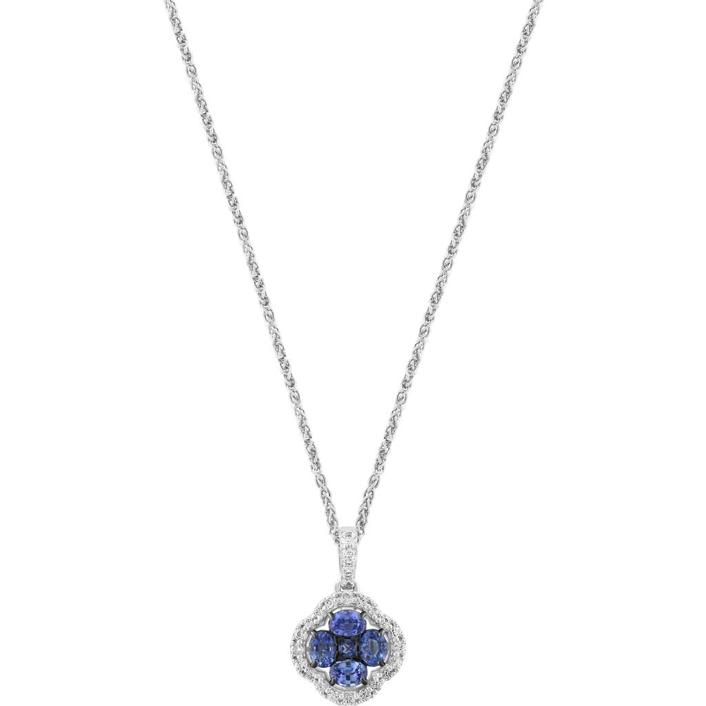 Effy Sterling Silver Blue & White Sapphire Quatrefoil Pendant Necklace