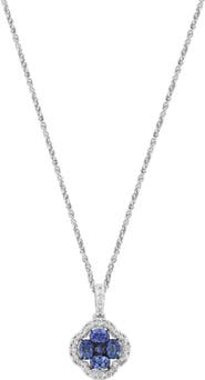 EFFY Sterling Silver Blue & White Sapphire Quatrefoil Pendant Necklace