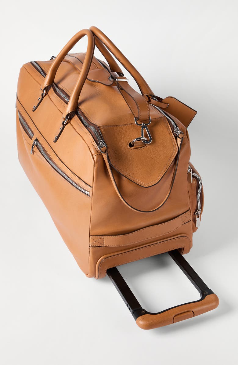 Brunello Cucinelli Cowhide trolley bag, Alternate, color, Cognac