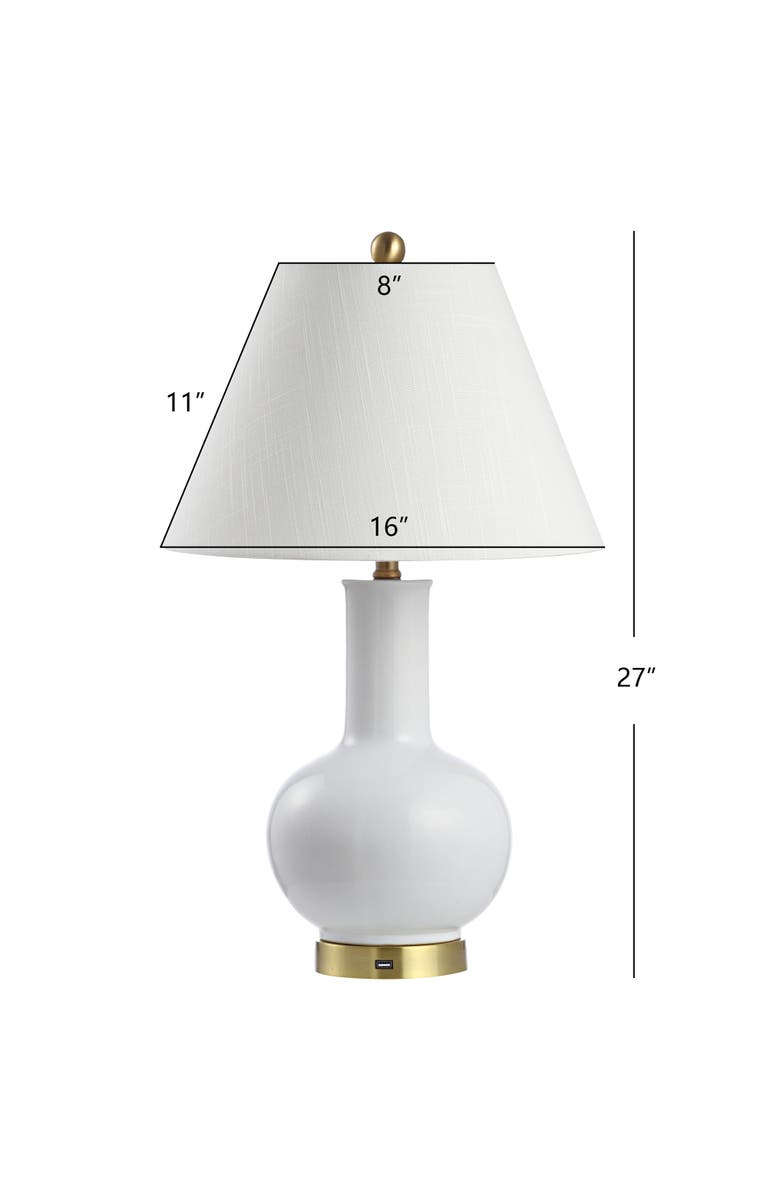 JONATHAN Y Han 27" Ceramic/Iron Contemporary USB Charging LED Table Lamp, White/Brass Gold, Alternate, color, White/Brass Gold