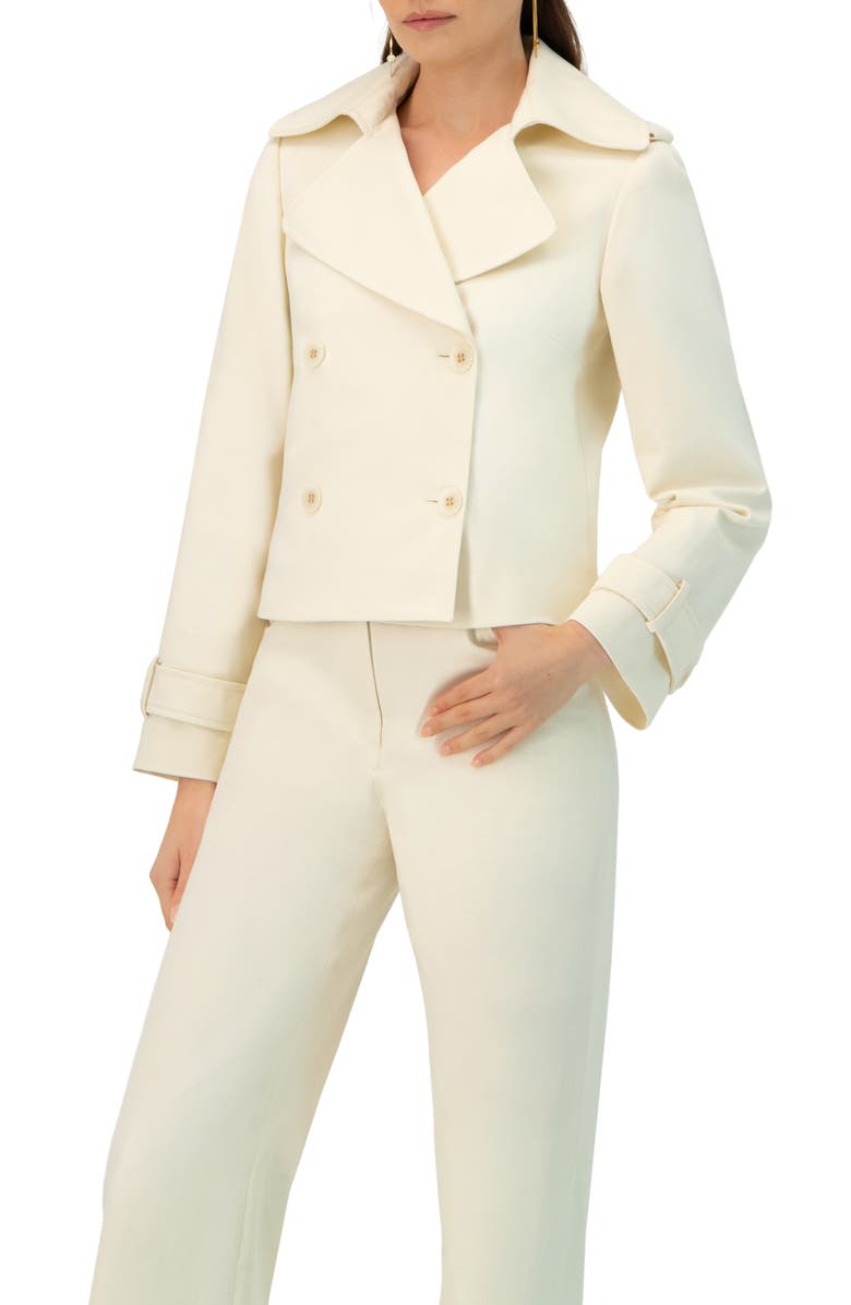 IVONNE Short Cotton Trench Coat, Main, color, Ivory