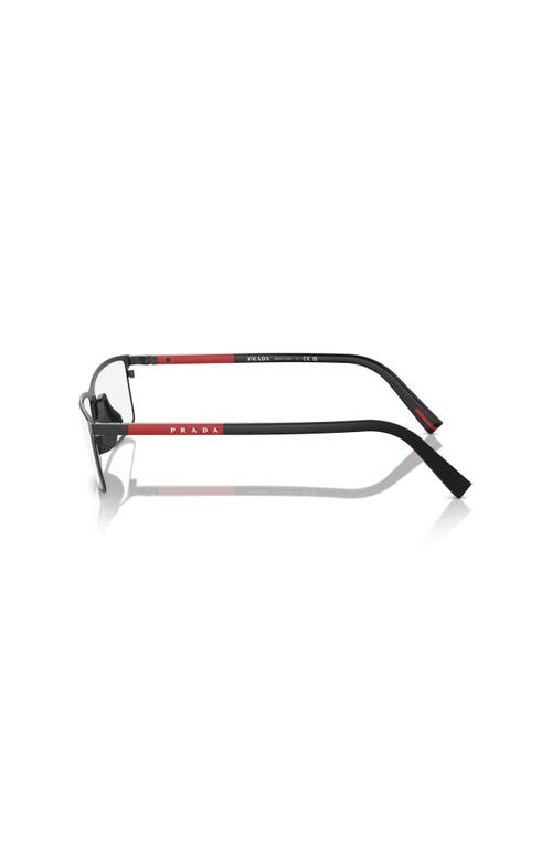 Prada Linea Rossa 55mm Rectangle Optical Glasses In Black
