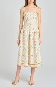 WAYF Juliet Print Linen Blend Midi Sundress