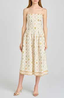 Juliet Print Linen Blend Midi Sundress