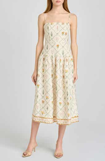 Juliet Print Linen Blend Midi Sundress