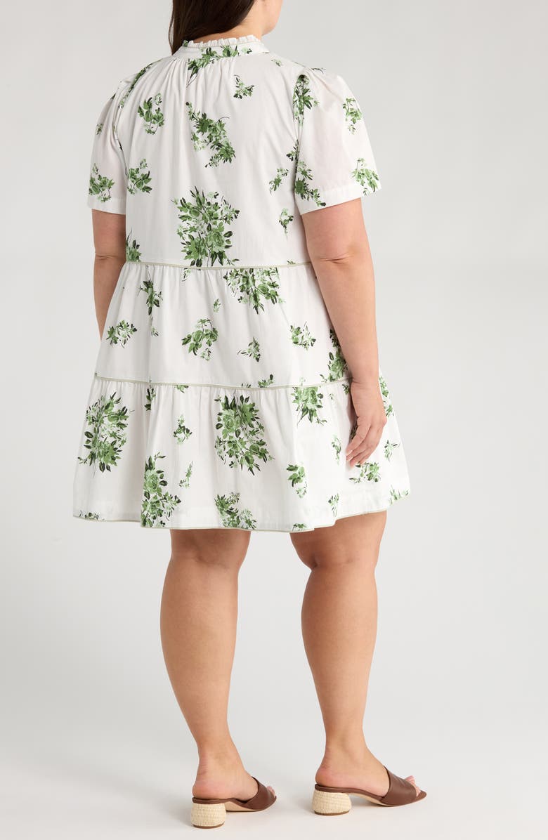 SUGARLIPS Ria Floral Candace Cotton Tiered Dress, Alternate, color, White/ Sage/ Emerald