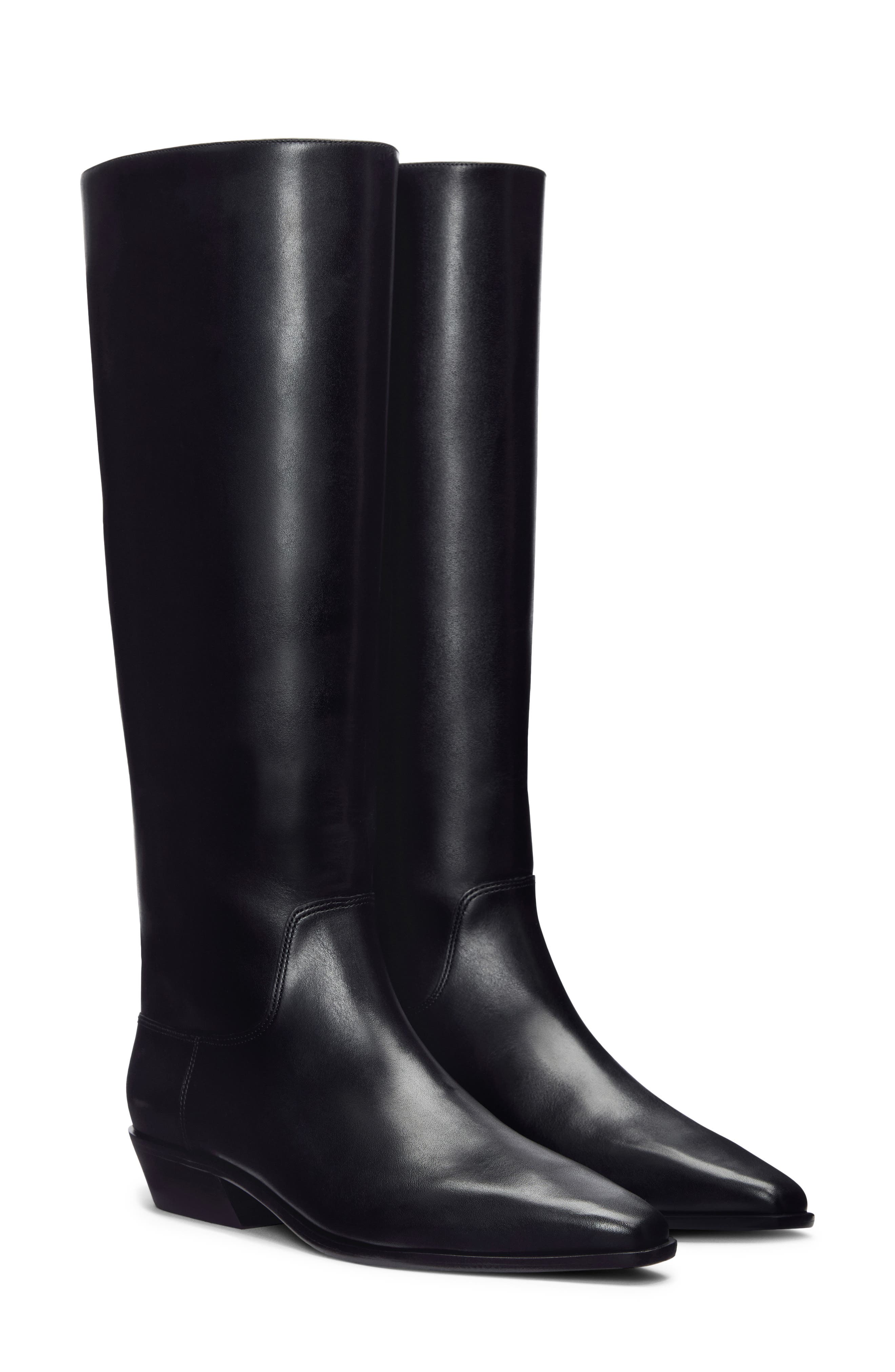 Reformation Dominique Knee High Boot, Main, color, Black Leather